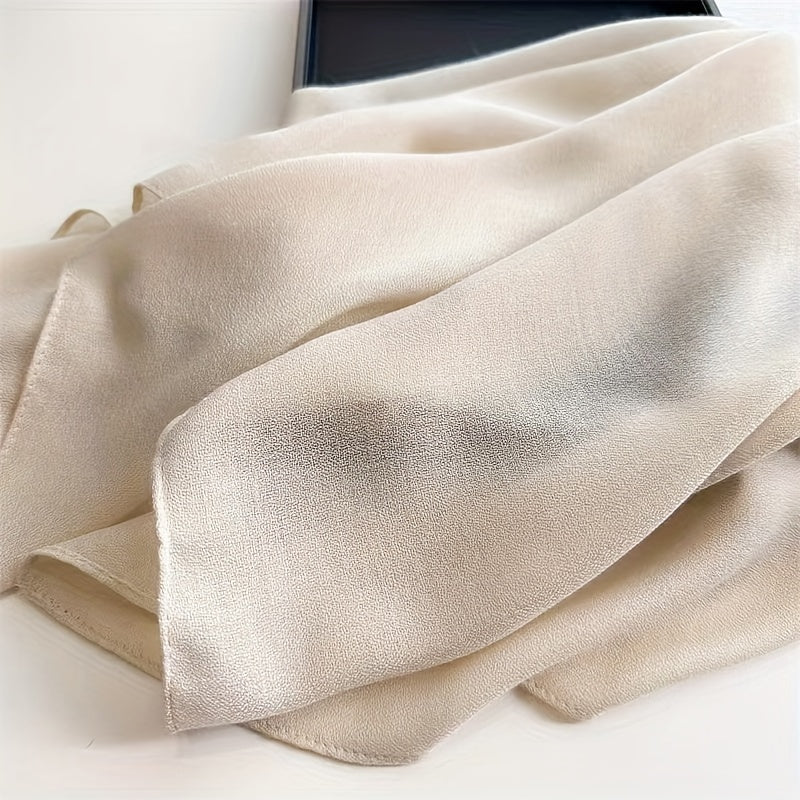 Elegant Women's Monochrome Square Scarf with Thin, Breathable Linen Feel - 89.92cm - Minimalist Style, Windproof, Sunscreen - Perfect Head Wrap