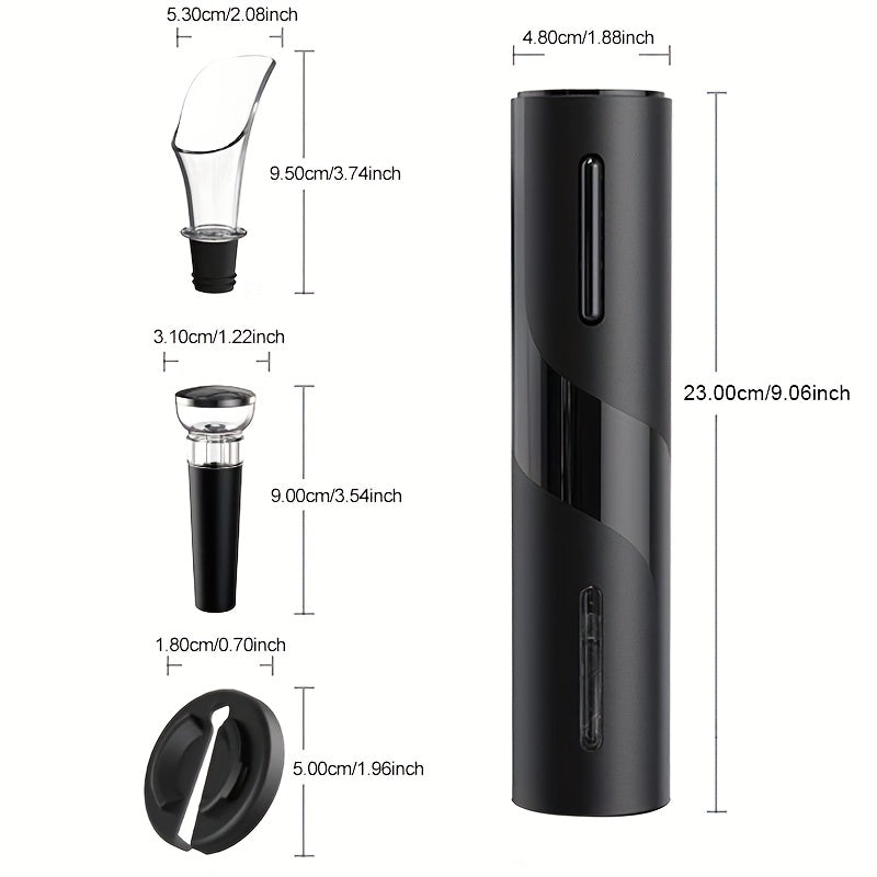 Cordless Electric Wine Opener Set with Vacuum Stopper and Foil Cutter