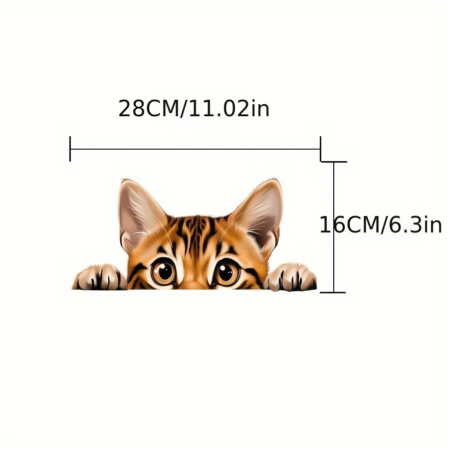 Cute Peeking Cat Window Sticker Removable Decor for Car, Door, Home