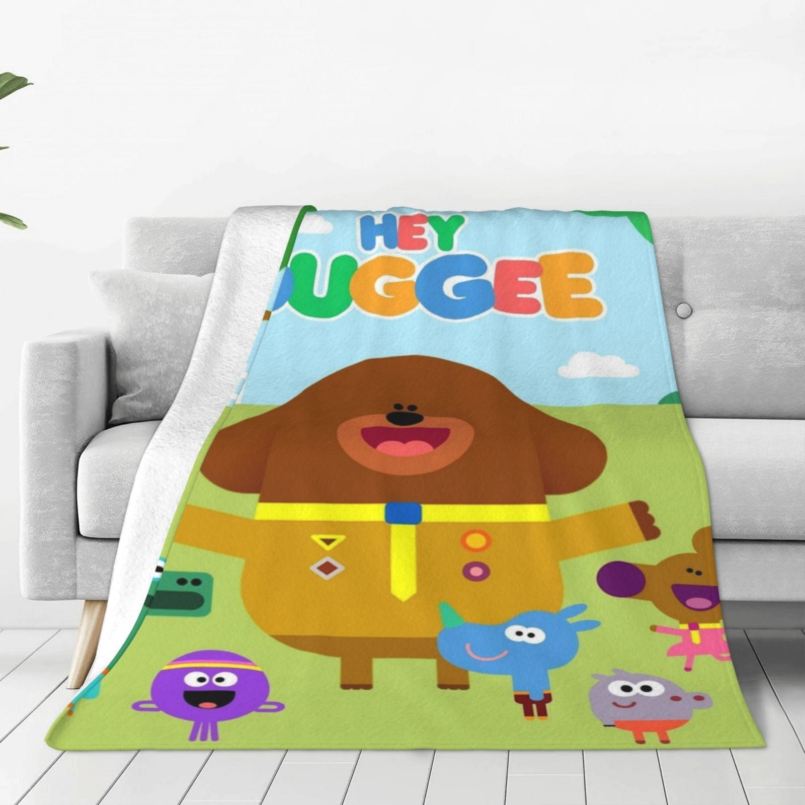 Kids Hey Duggee Flannel Fleece Blanket Digital Print Allergy-Free Skin-Friendly Lightweight Versatile for All Seasons