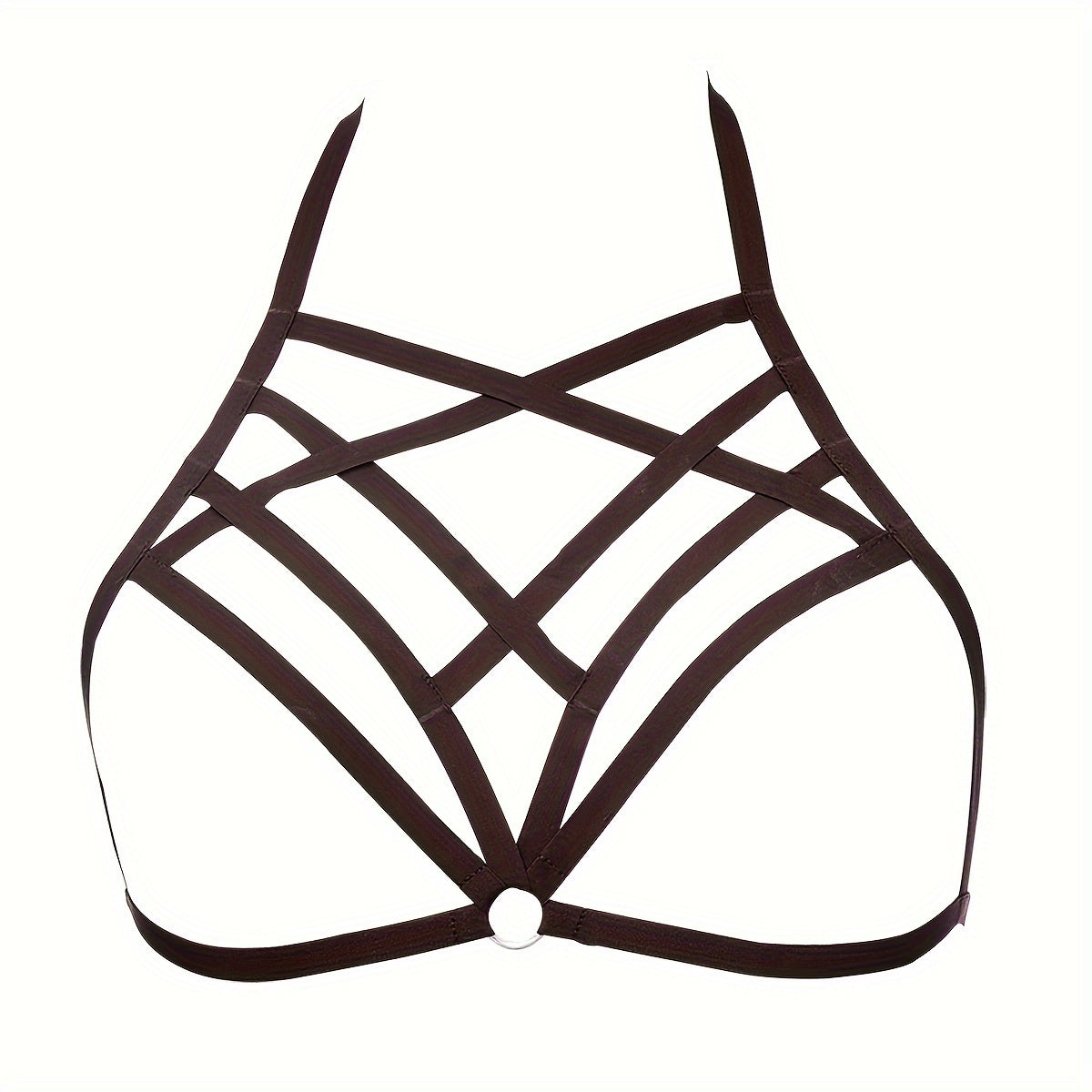 Women's Gothic Cage Bra Harness with Sheer Body Suspenders Lingerie