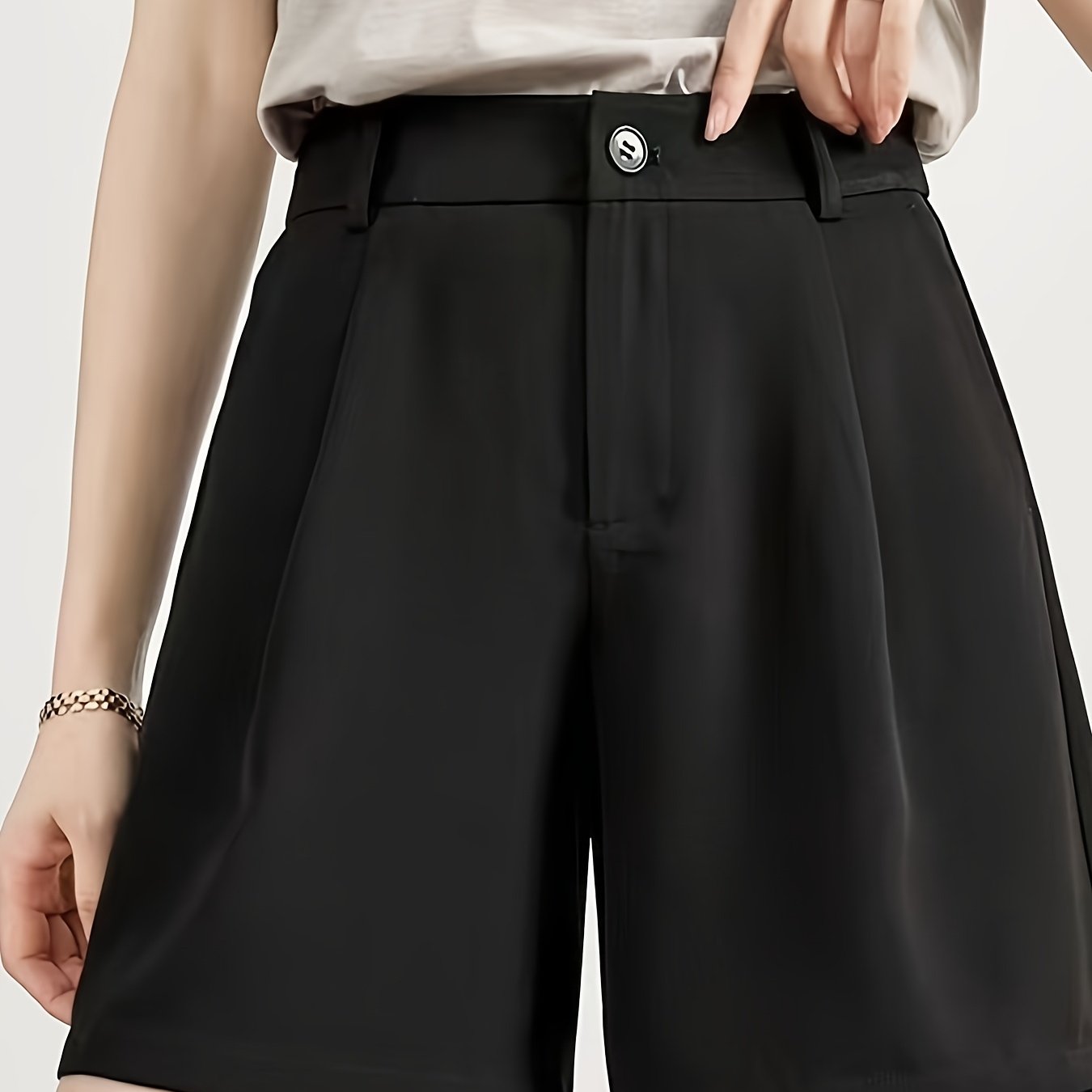 Women's High-Waist Pleated Shorts White Summer Skort Lightweight Machine Washable