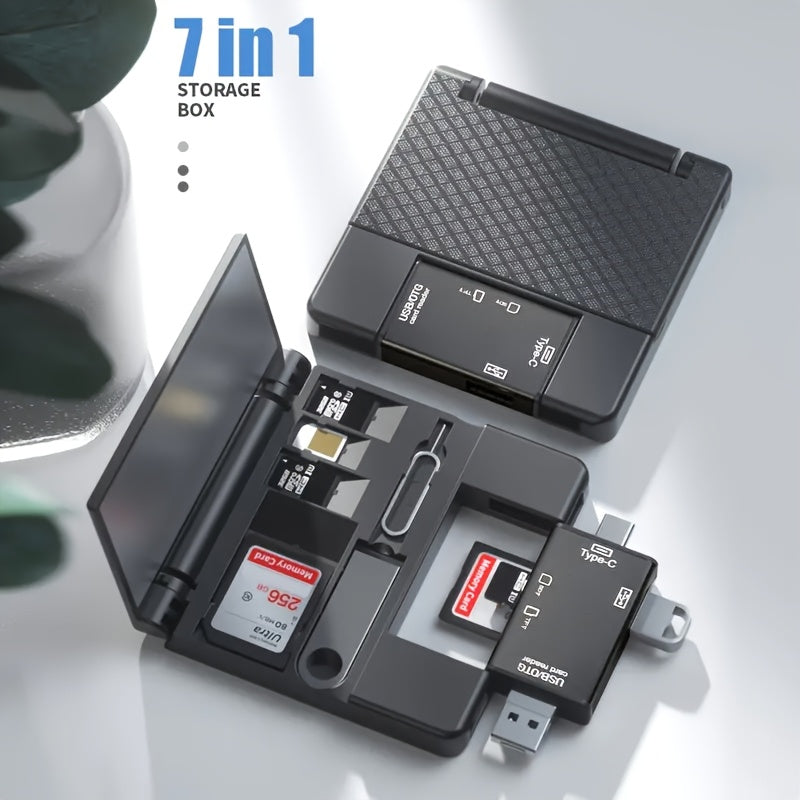 7-in-1 OTG karta o'quvchi Type C simsiz matoviy plastmassa, kameralar, smartfonlar, planshetlar uchun