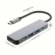 USB C Hub 5-in-1 with 4K HDMI, 100W Power Delivery, High-Speed USB for MacBook Samsung HP