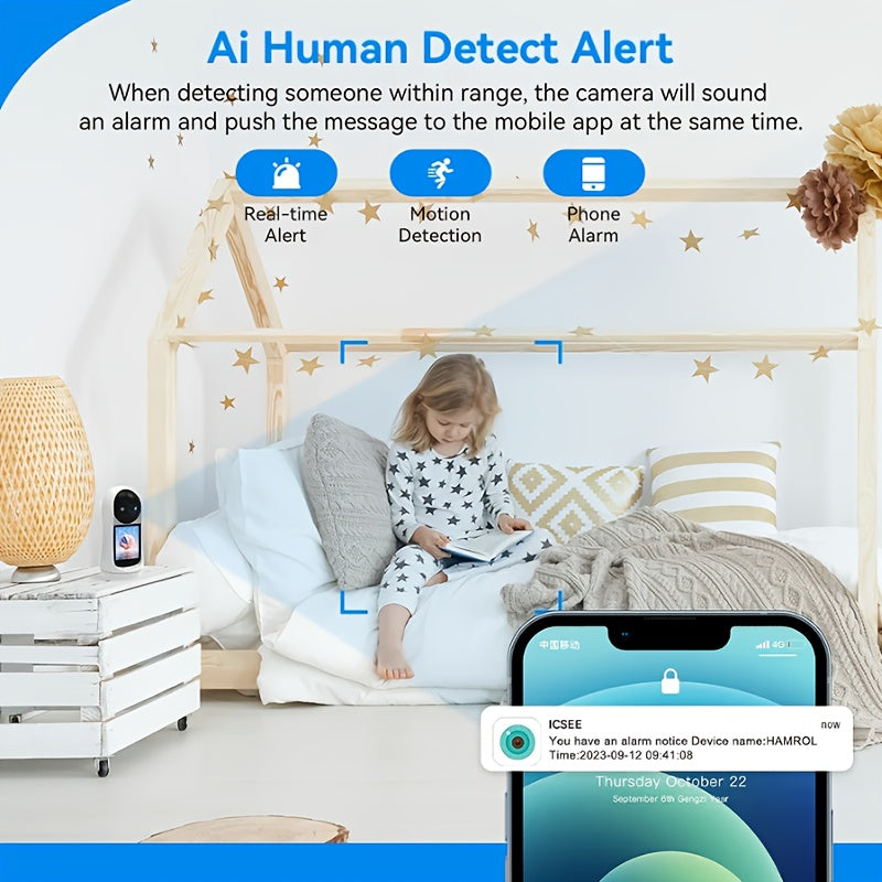 Indoor Security Camera 360° WiFi with Two-Way Audio Night Light Pet and Elderly Monitoring