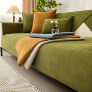 Зеленая накидка на диван из шенилла с узором «елочка», противоскользящая, подходит для домашних животных, подходит для 1-4 человек, моется в машине