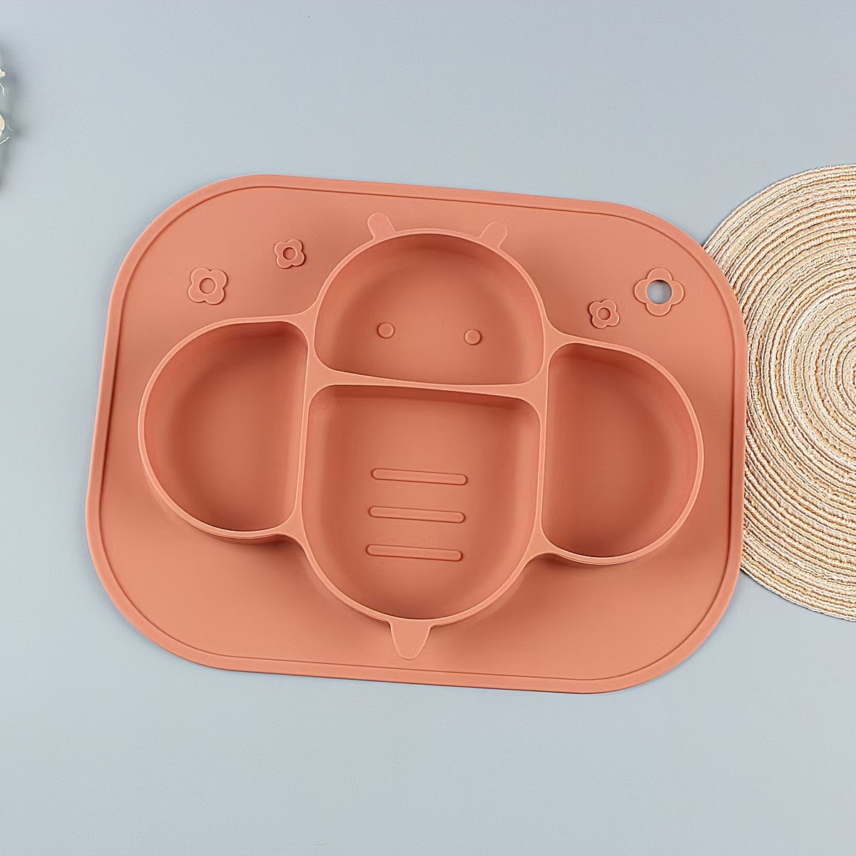 Children's Silicone Dinner Plate with Animal Patterns, High Temperature Resistant, Easy to Clean