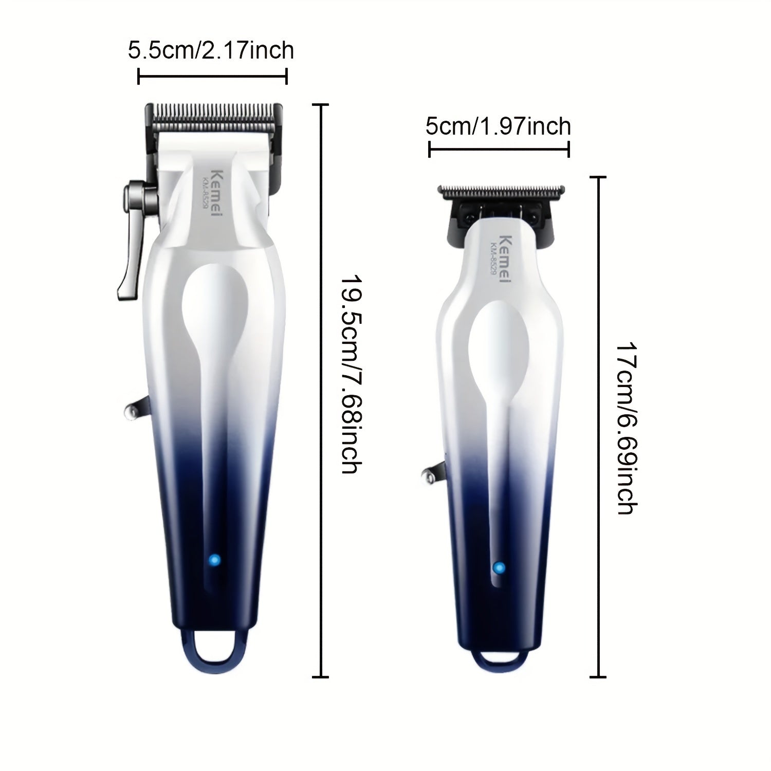 Профессиональные машинки для стрижки Kemei для мужчин, 2-в-1 электробритва с 9 насадками-фиксатором, регулируемый защитный палец, триммер для головы с маслом, двойной режим питания от батареи/USB, перезаряжаемый 18650