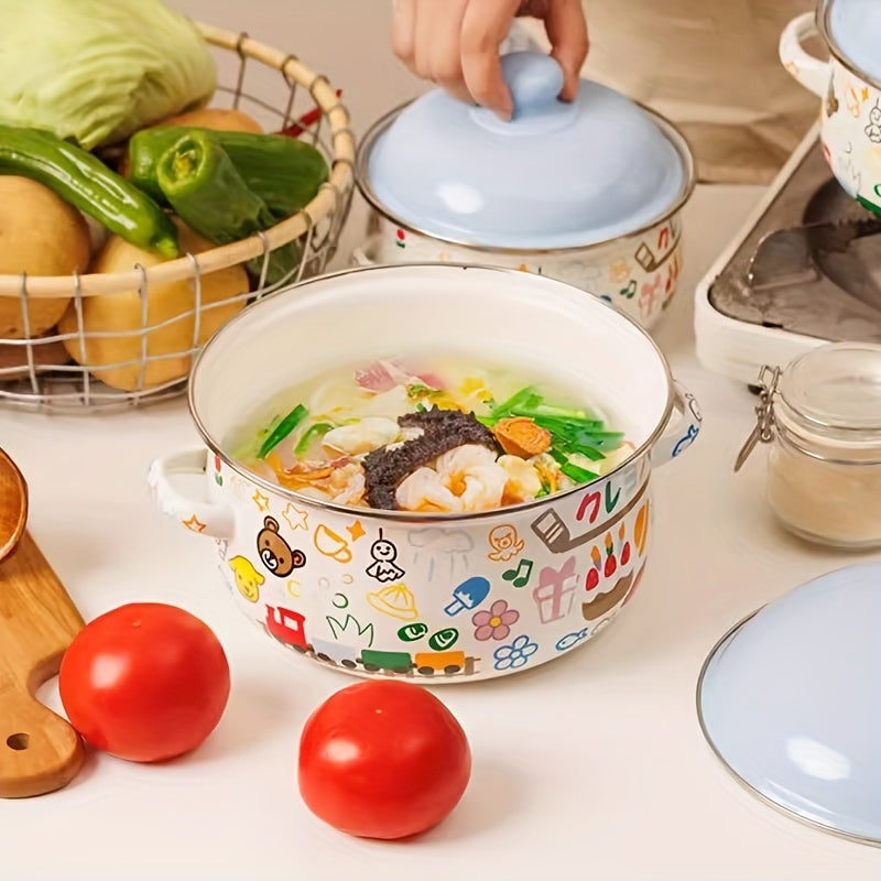 Enamel Cookware Double-Ear Soup Pot for Home Kitchen Cooking