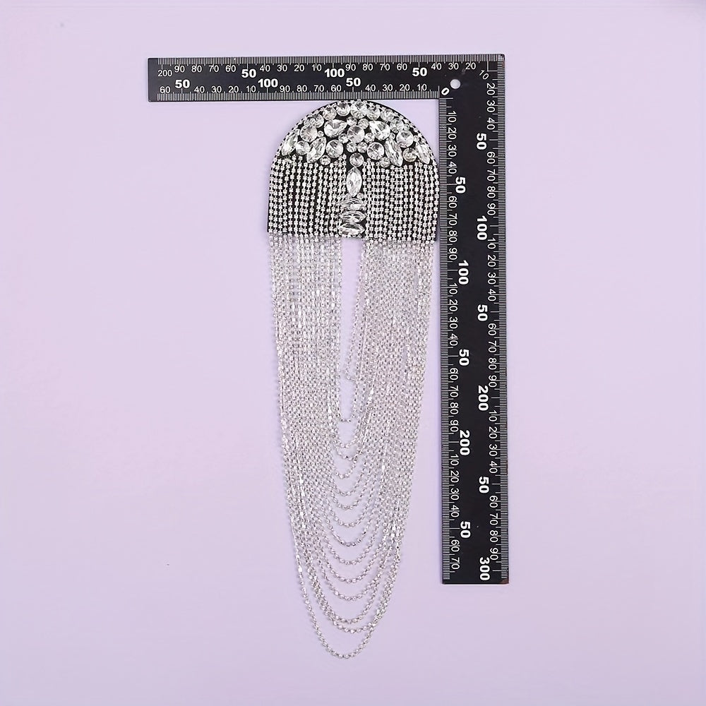 Beaded Tassel Brooch Rhinestone Retro Style for Jackets and Suits