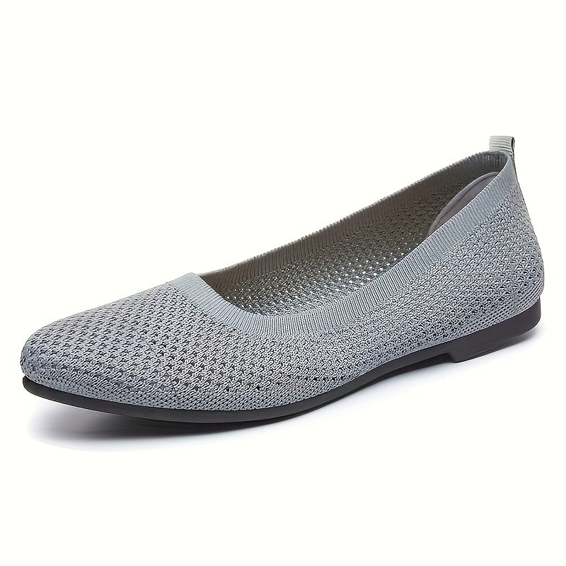 Women's Knit Mesh Pointed Toe Flats, Casual Slip-On Shoes for All Seasons