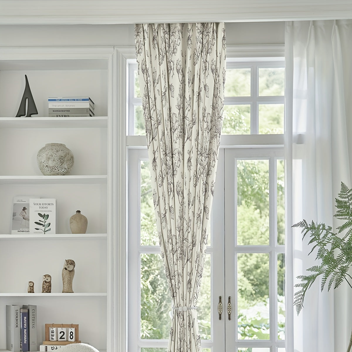 Blackout Sunshade Curtains with Floral Pattern for Living Room Bedroom Office