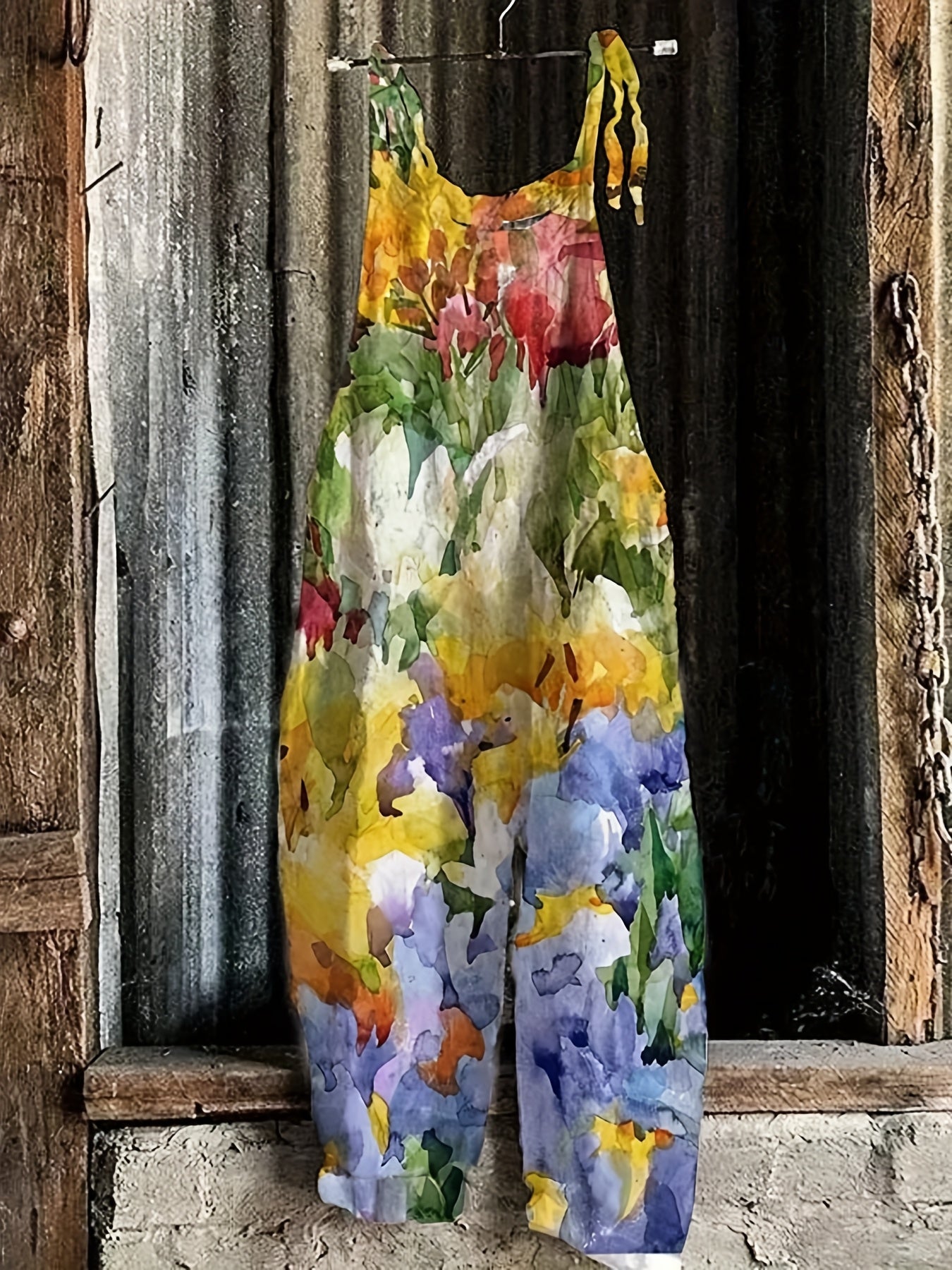 Plus Size Women's Floral Print Sleeveless Jumpsuit Stretchy Elastic Casual Summer Vacation