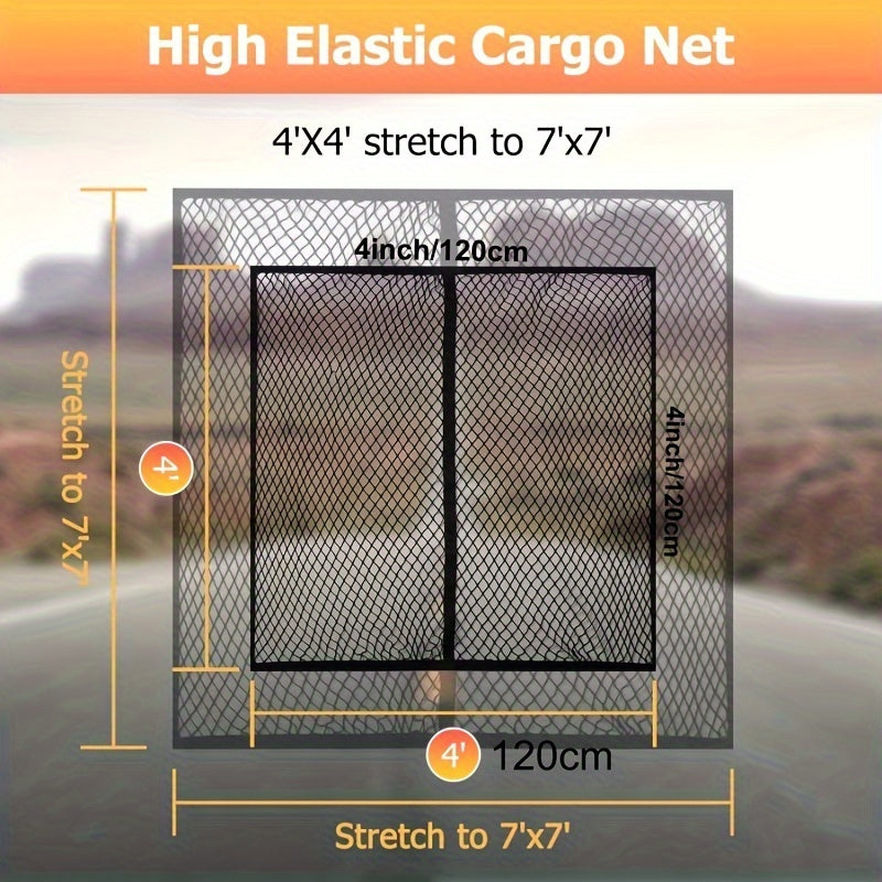 Universal Heavy Duty Elastic Cargo Net for Trucks SUVs Trailers 3.3x4 to 5.8x7