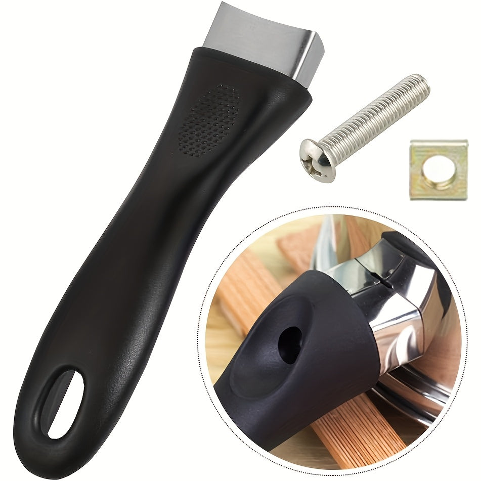 Замените ручку вашей кухонной посуды на универсальную противоожоговую ручку и винты.