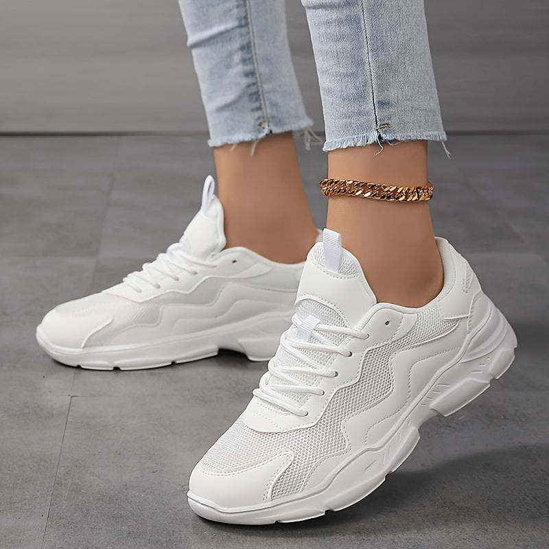 Women's Mesh Sneakers Casual White Low-Top Breathable Shoes