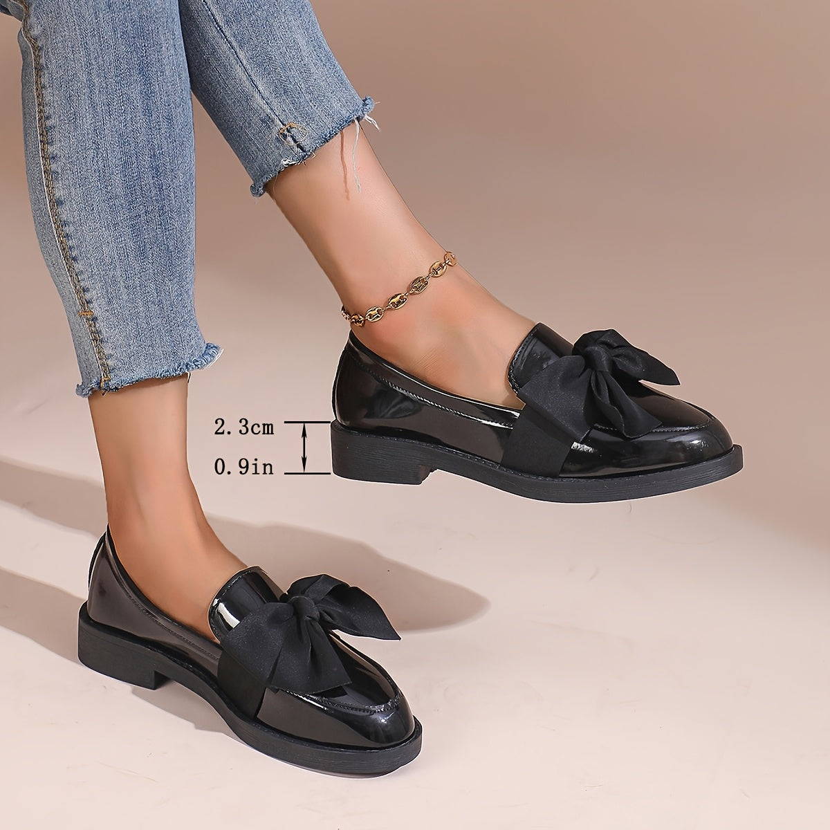 Women's Loafers Bowknot Slip-On Round Toe Flats Solid Color All-Season Comfort