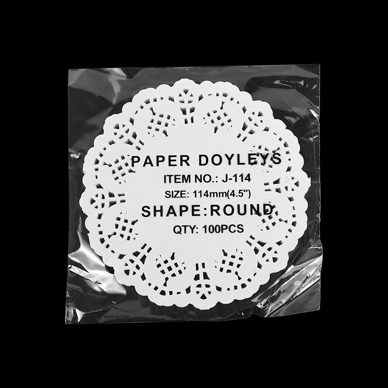 Set of 100 Round Lace Paper Doilies Oil Absorbent Placemats for Cake and Dessert Decoration