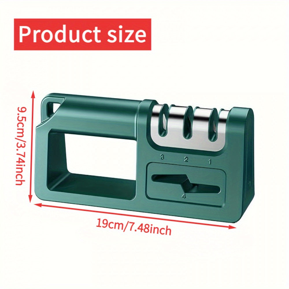 Ko‘p funksiyali 4-in-1 qo‘lda pichoq silliqlash vositasi, qora ABS, metall oshxona qirqish uchun asboblar