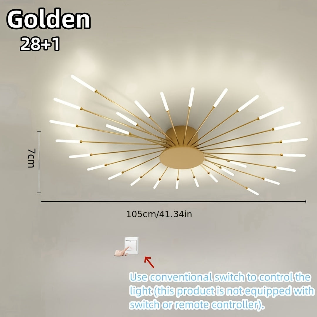 LED Ceiling Light with Warm White Glow Polished Metal and Acrylic Shade for Living Room Bedroom Dining Area