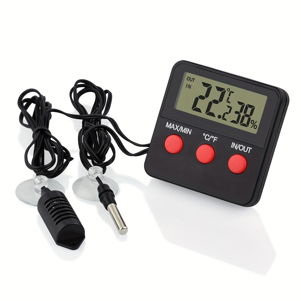 Digital LCD Thermometer Hygrometer for Incubators and Outdoor Pets with External Probe
