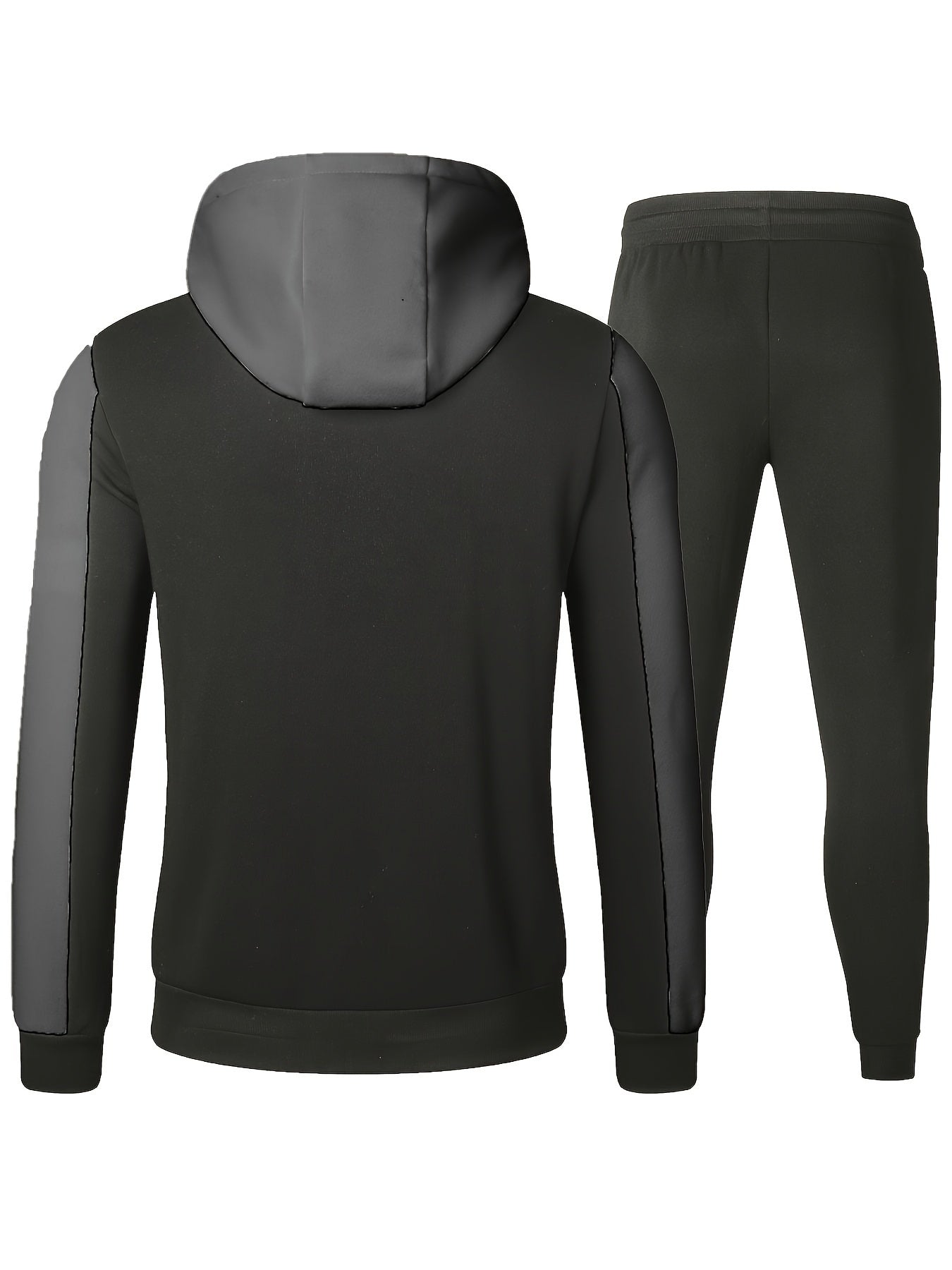 Men's Color Block Two-Piece Suit Hoodie Zipper Casual Breathable Spring Autumn