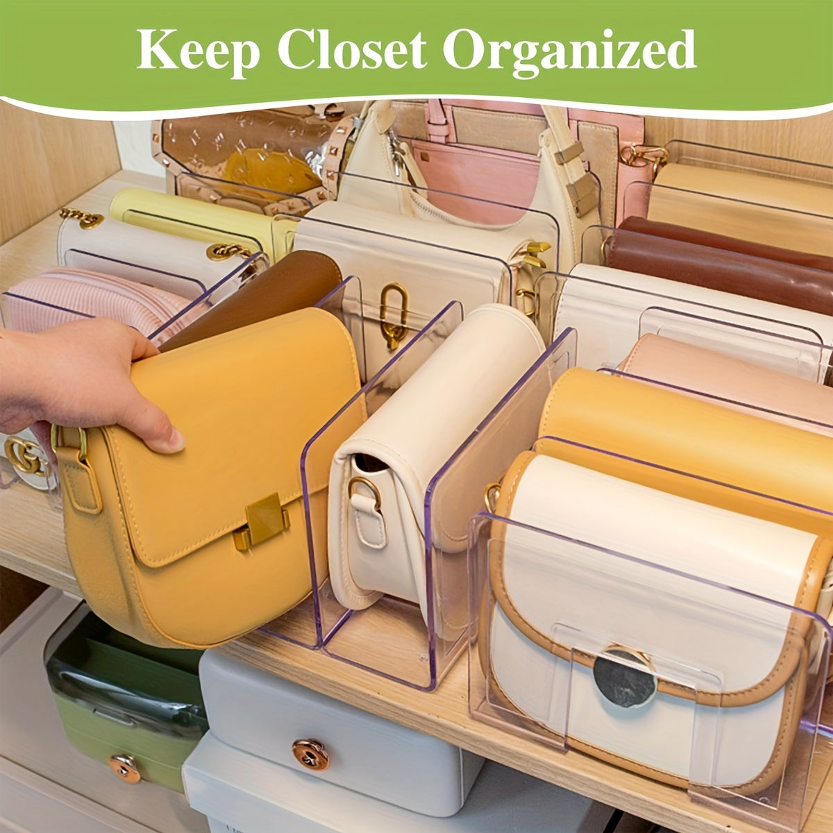 Acrylic Clear Storage Rack Set for Organizing Bags Clothes and More 4 Pieces