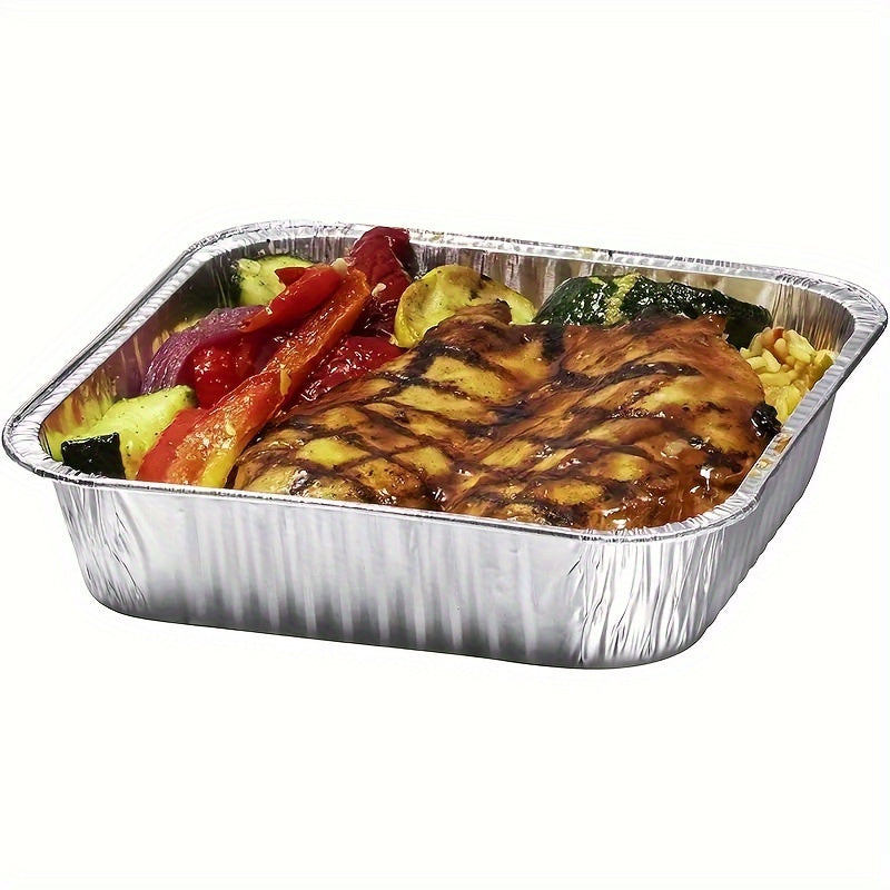 50-Pack Aluminum Foil Baking Pans 20.57x20.57cm Square Disposable Heavy-Duty for Cakes Bread