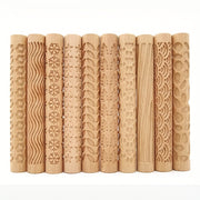 Embossing Rolling Pin for Dough Shaping, Wooden Kitchen Tool for Pizzas and Cookies