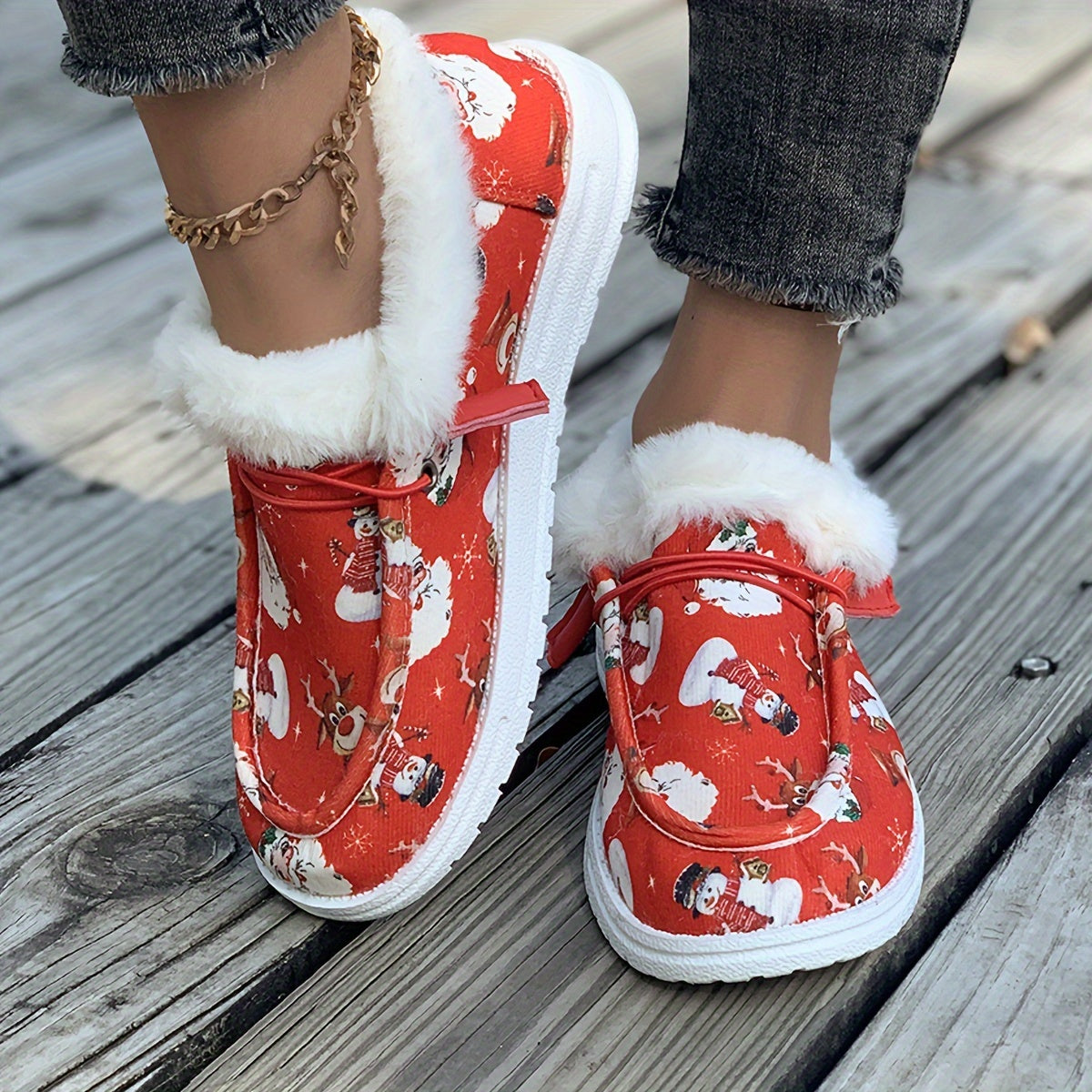 Women's Fabric Slip-On Shoes Anti-Slip PVC Sole Casual Footwear