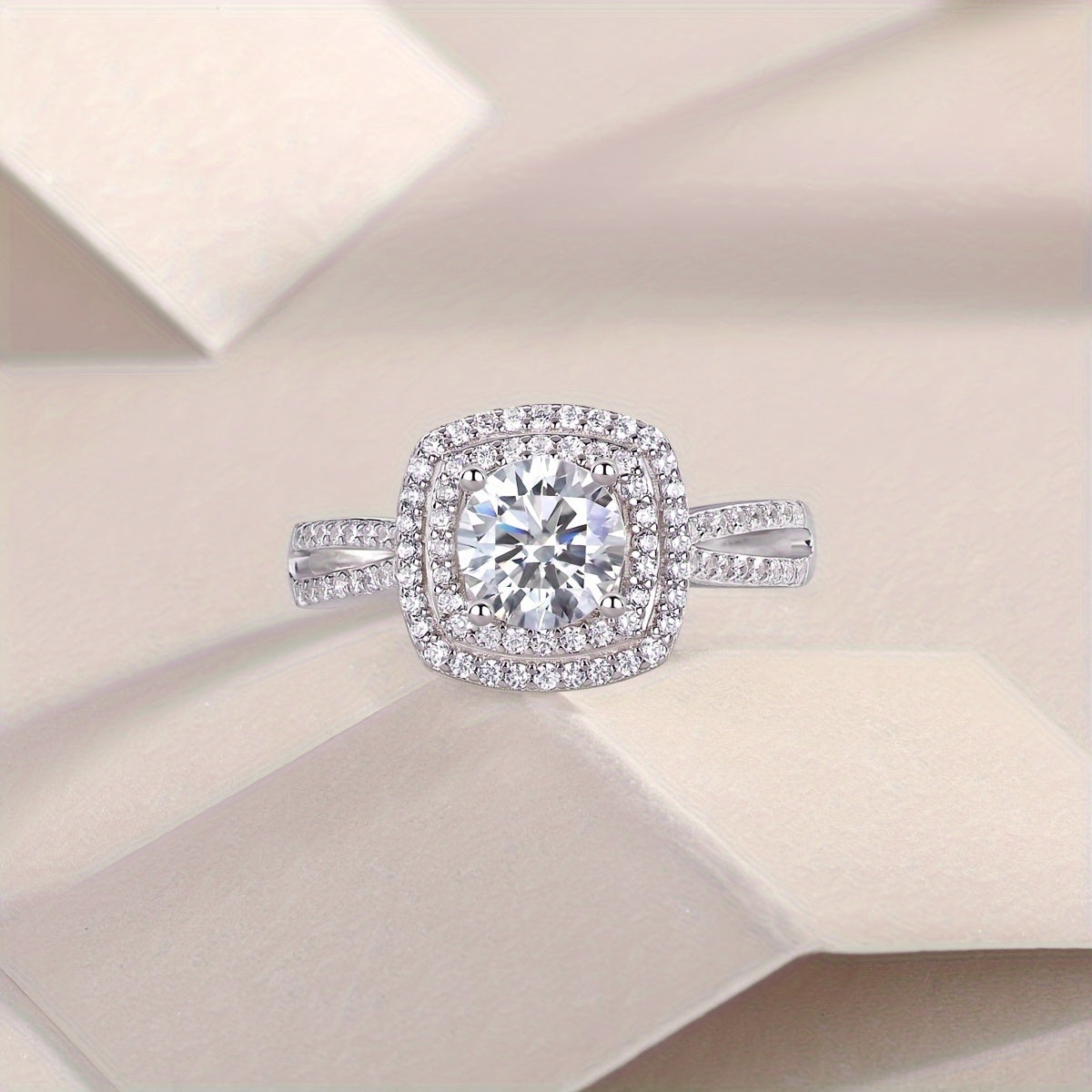 Sterling Silver Moissanite Ring with 18K Gold Plating for Men Women Engagement Wedding