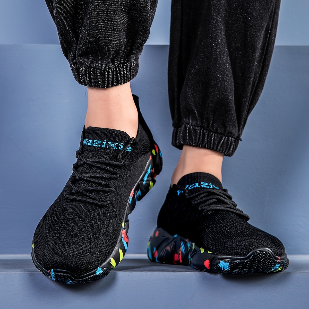 Plus-Size Light Weight Knit Sneakers for Casual Walking Wide Toe