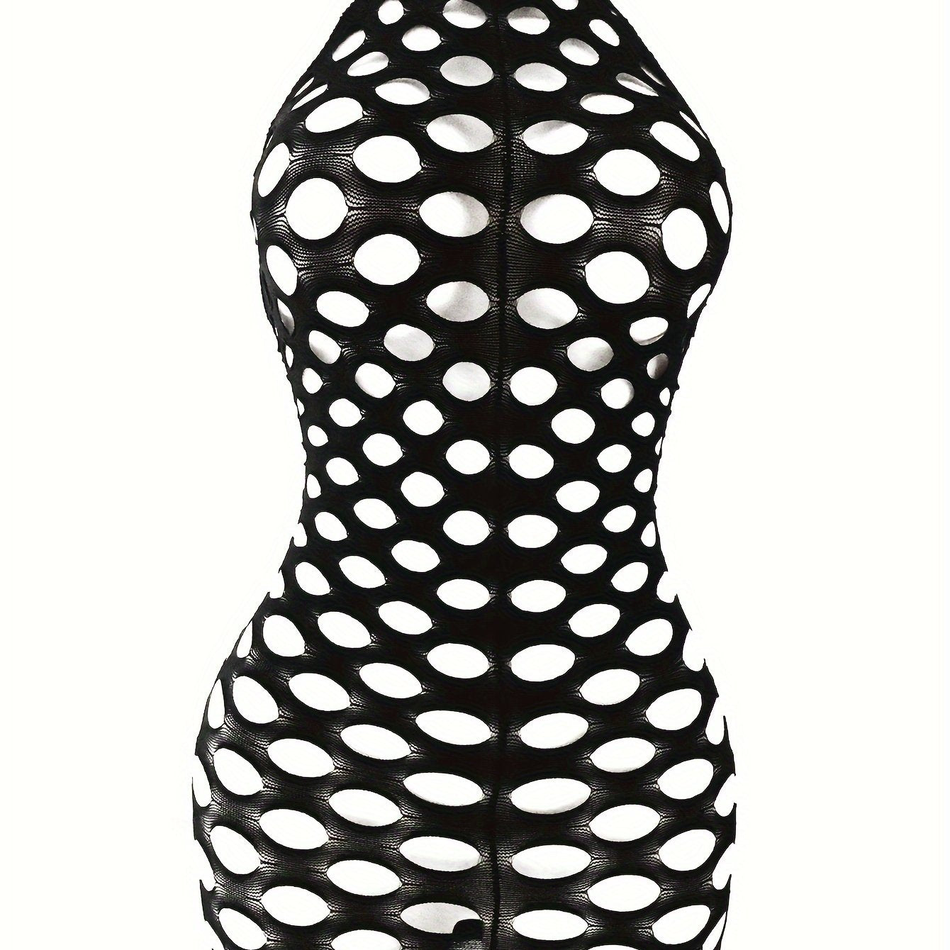 Women’s Fishnet Bodycon Dress with Halter Back and Cutout Details Sexy Lingerie