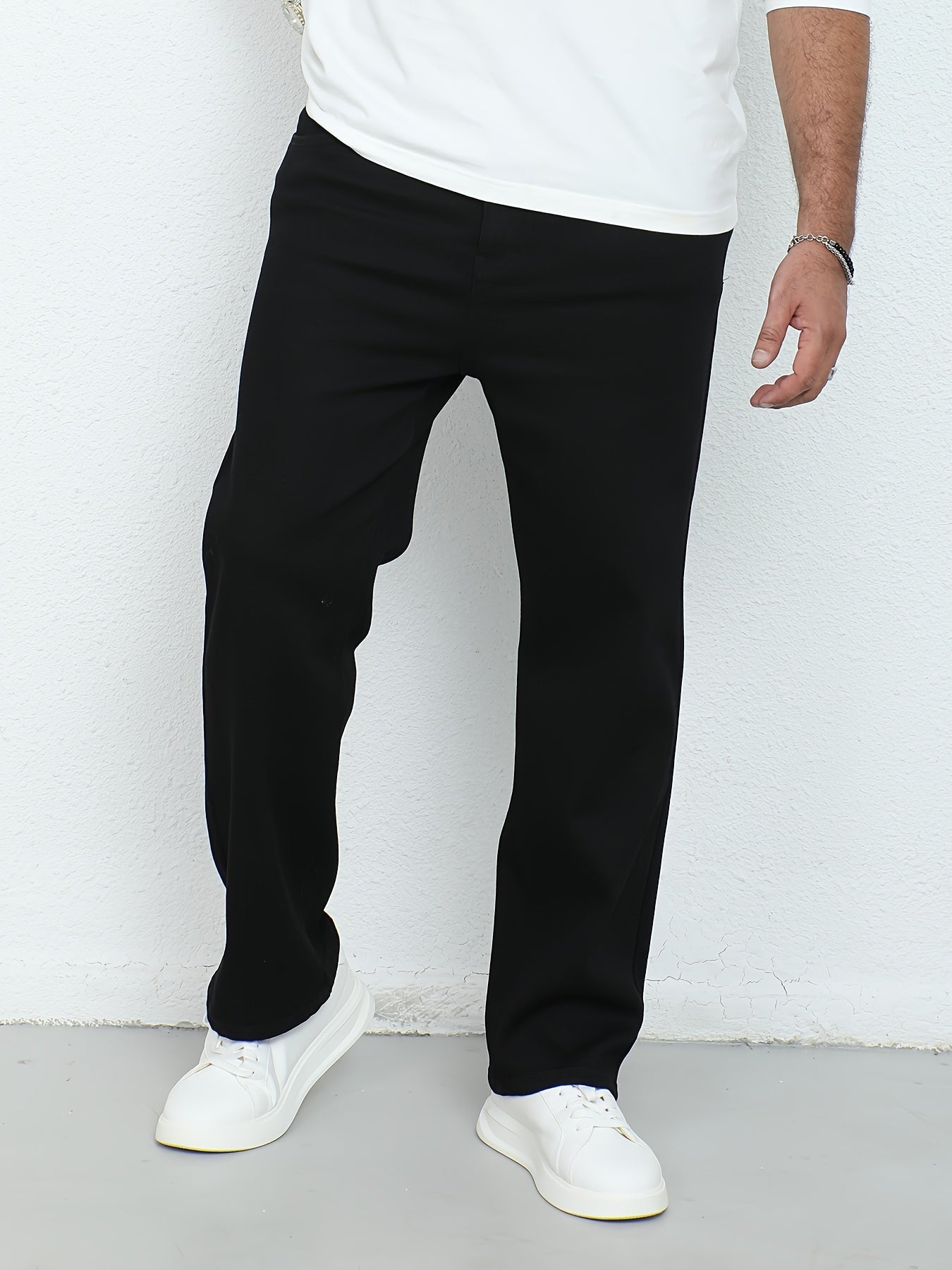 Plus Size Men's Stretchy Cotton Denim Jeans Straight Leg Spring Fall