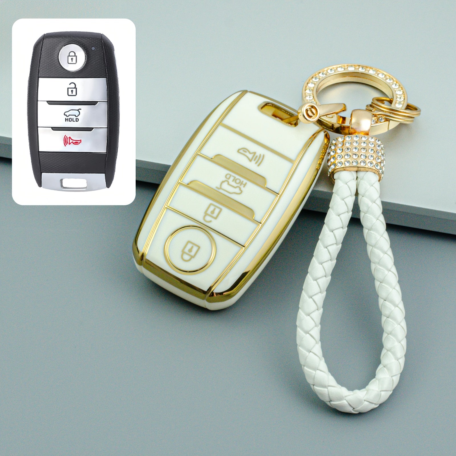 Universal TPU Car Key Case Cover with Keychain for Kia Models