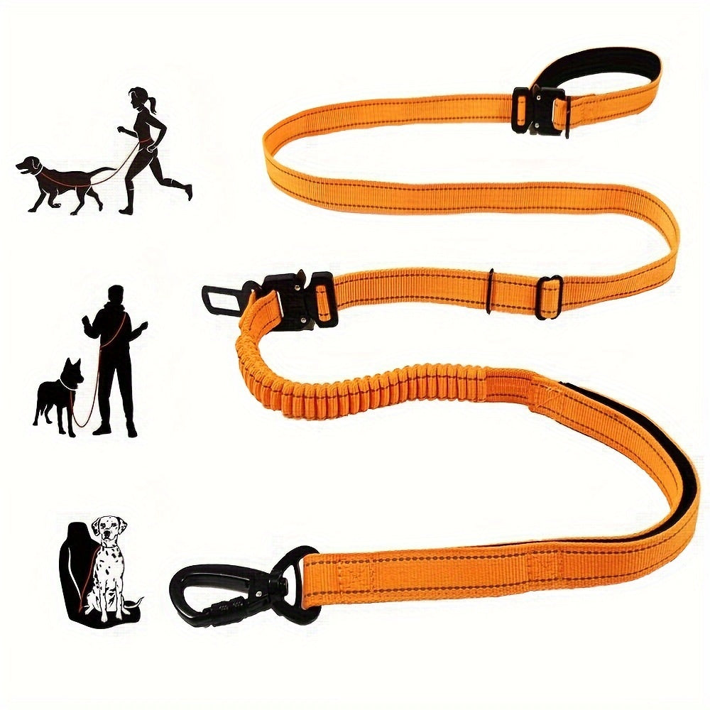 6-in-1 Hands-Free Dog Leash for Medium to Large Dogs 3.05m Striped Polyester Shock Absorbing Bungee