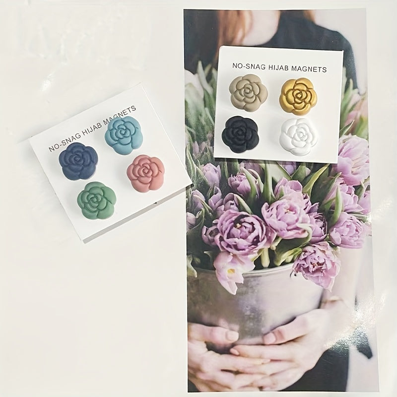 Set of 4 Middle Eastern-Inspired Magnetic Brooches for Scarves and Hijabs