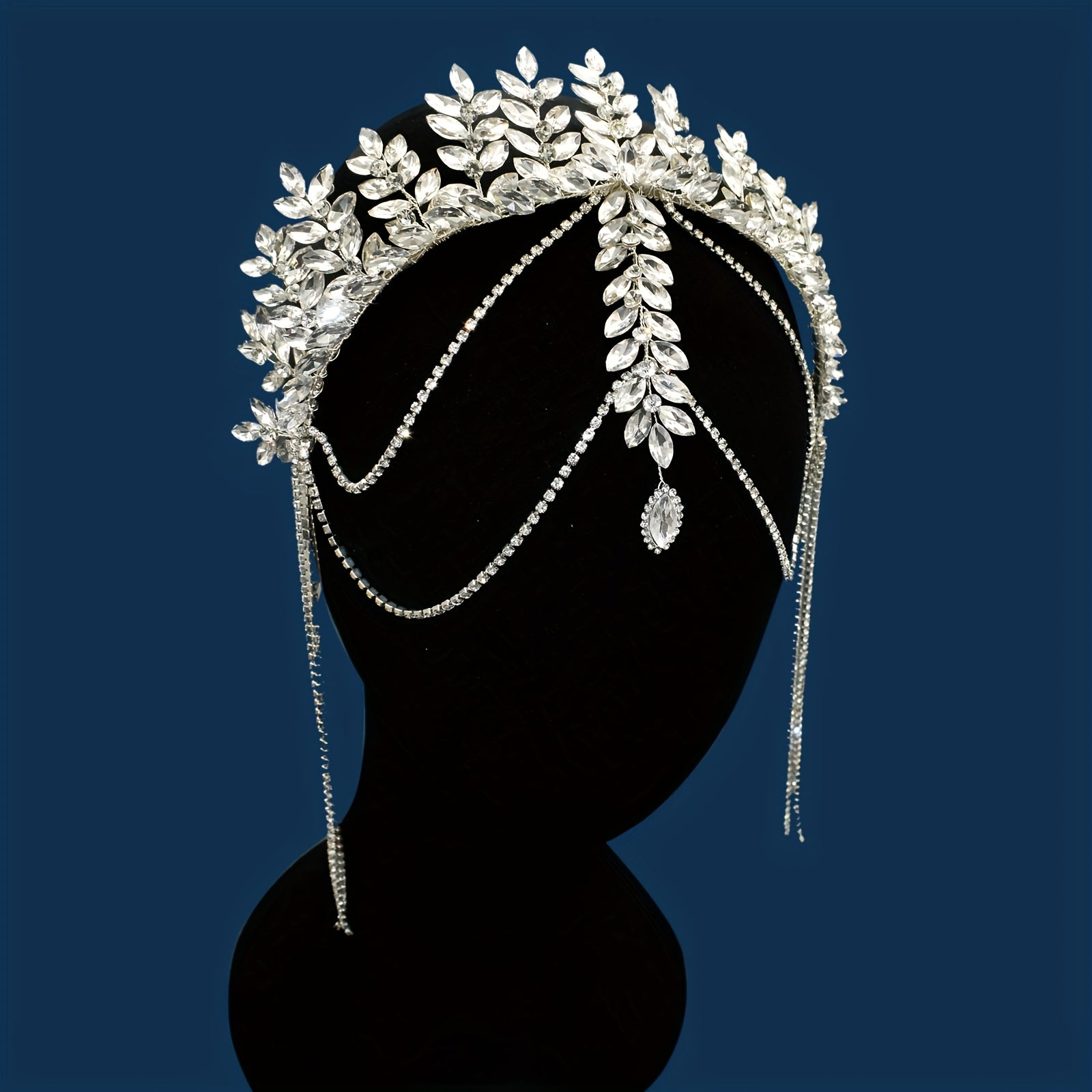 Elegant Bridal Tiara with Jewel Accents and Tassel Hairband for Wedding and Bridesmaids