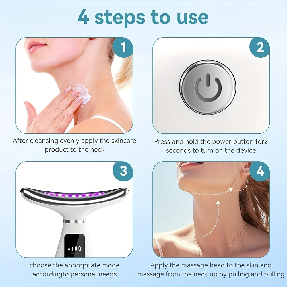 Rechargeable Facial Massager with Digital Display USB Charging for Face and Neck 4 Modes