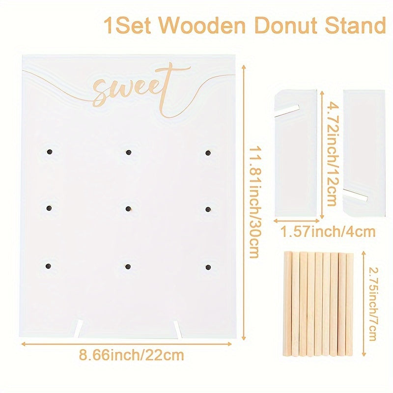 Wooden Donut Wall Stand for Weddings Birthdays and Home Decor with Dessert Shelf