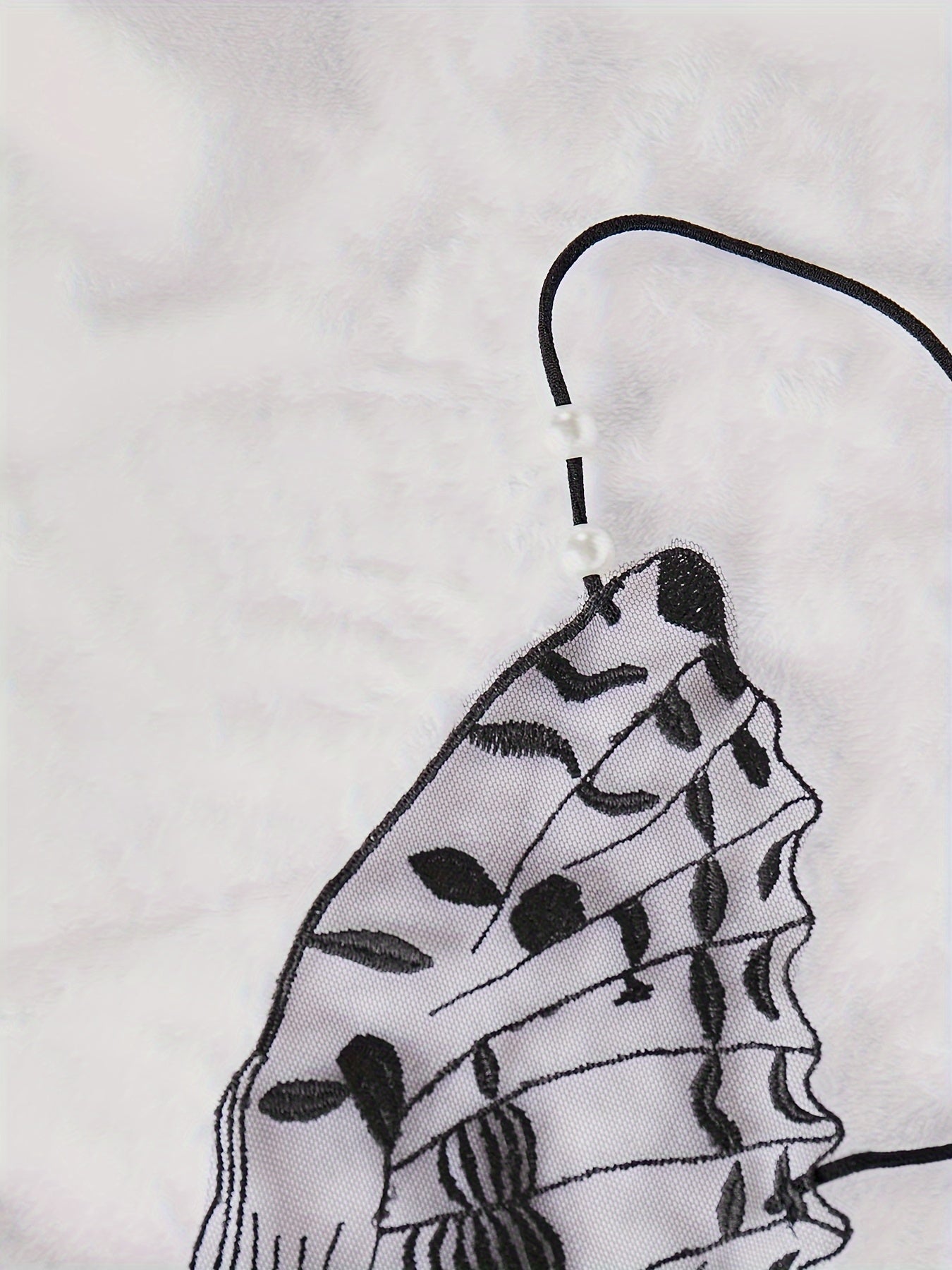 Women’s Sheer Mesh Babydoll Dress with Butterfly Embroidery and Lace-Up Back