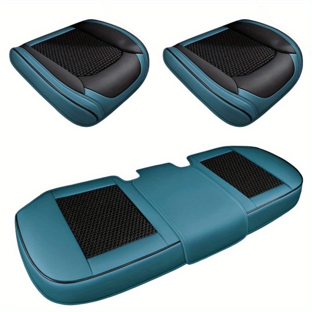 Funda de cojín de asiento de coche cuadrada de cuero sintético transpirable y de secado rápido, universal