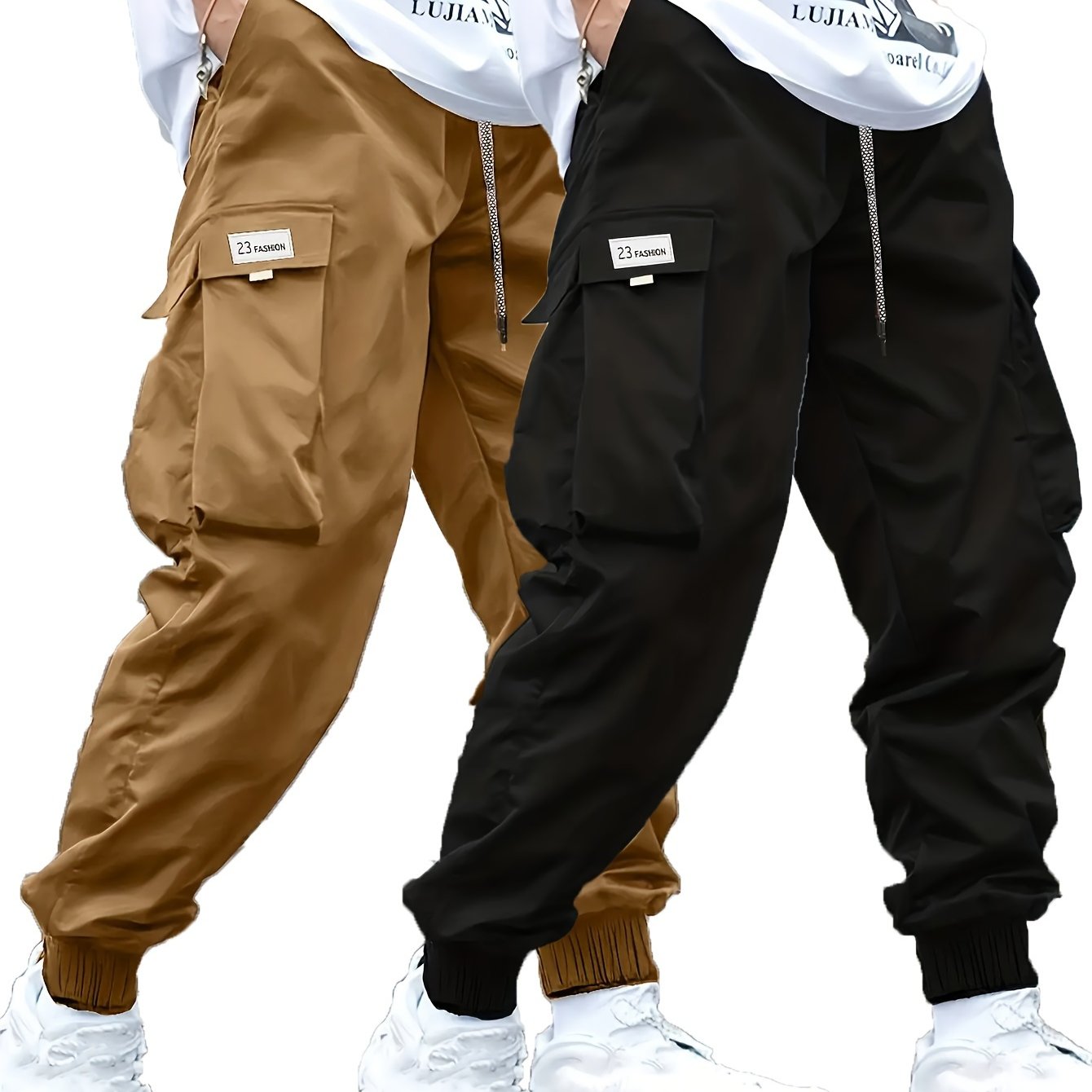 Men's Plus Size Cargo Pants Athletic Casual Solid Polyester All-Season