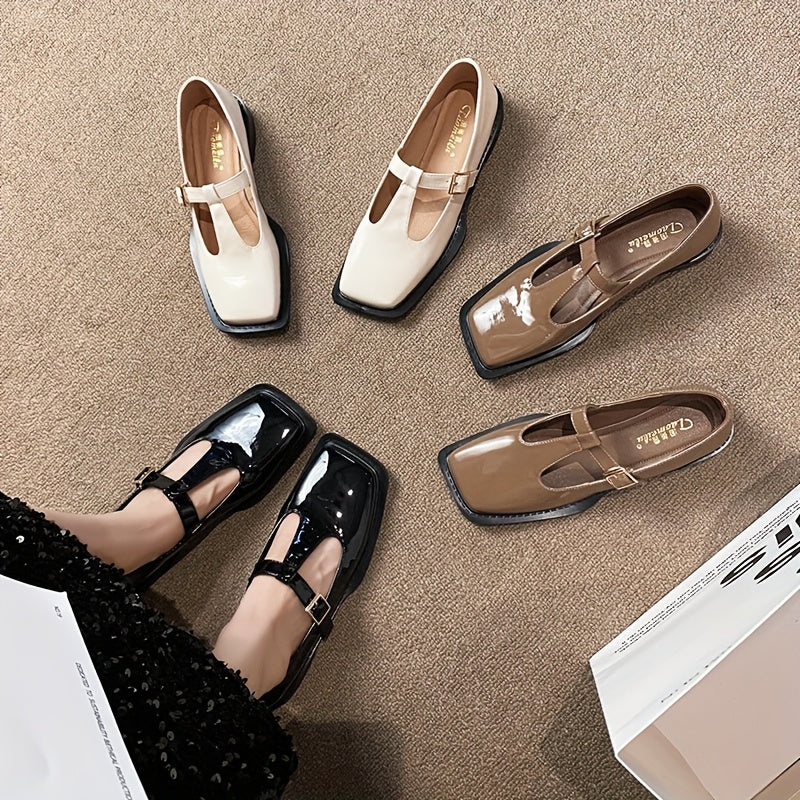 Women Breathable Summer Mary Jane Flats Square Toe Slip-On Loafers Beige Black Brown