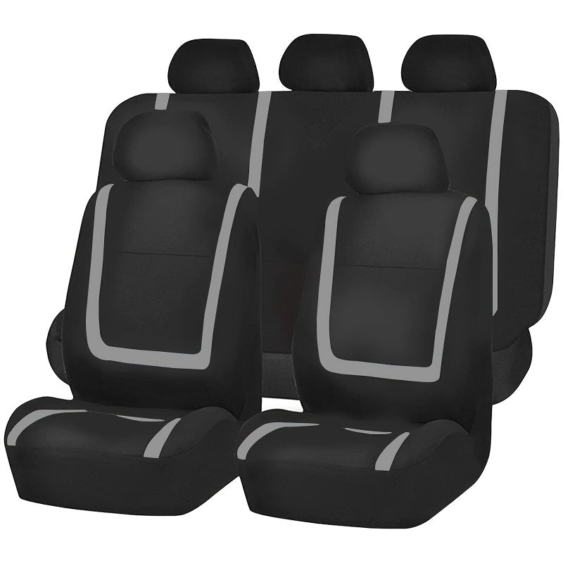 Universal Car Seat Covers Full Set Polyester Gray Purple Black Blue Red
