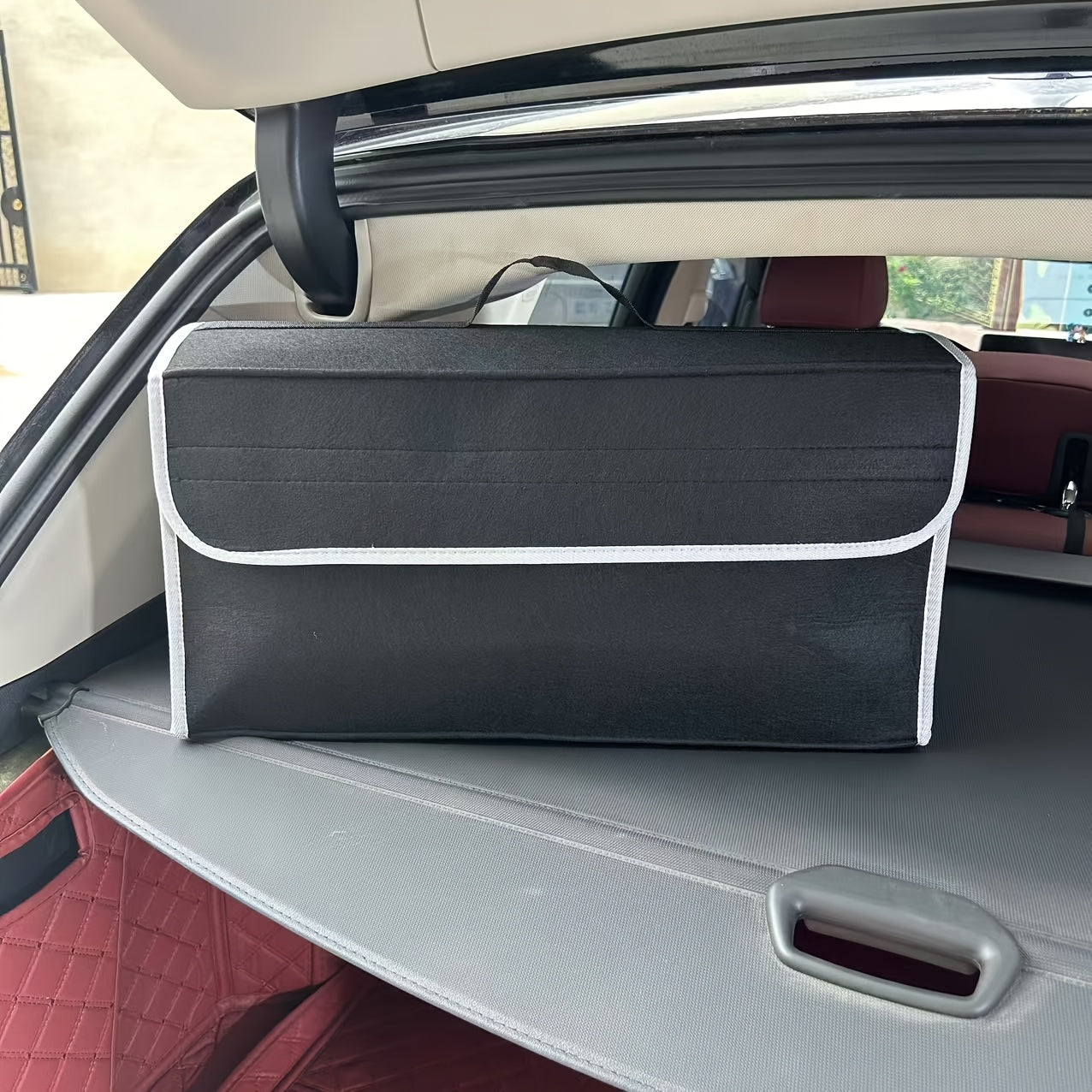 Car Trunk Organizer Felt Foldable Storage Box with Handle and Space Saving