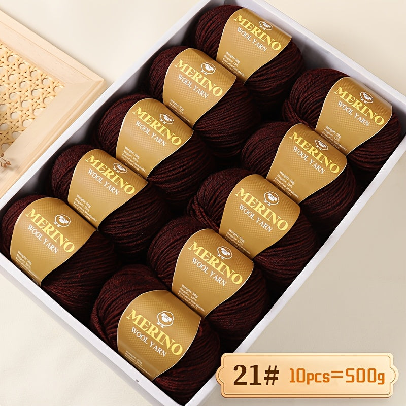 10 JIUWEIDIAOWANG Merino jun to'plari, har biri 500g, 212 O'rtacha og'irlik, Qo'l bilan bo'yalgan DIY material to'qimachilik uchun - Ko'p rangli gradient, Qalin va nozik aralashma, Kamel jun, Kuz Qish.