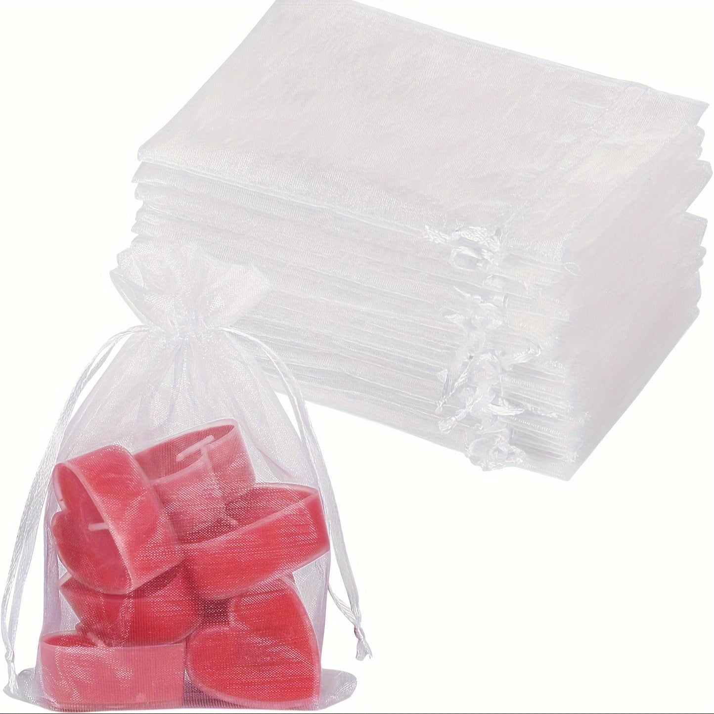 100 ta shaffof organza tortish qoplari to'plami, 7.11 sm x 9.14 sm - Zargarlik buyumlari, to'y sovg'alari va Rojdestvo sovg'alari uchun ideal