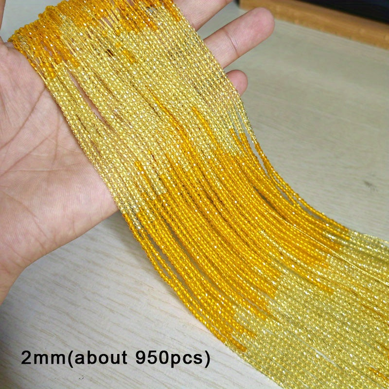 950 Pieces 2mm Faceted Glass Beads Gradient Colors for Jewelry Making and DIY Crafts