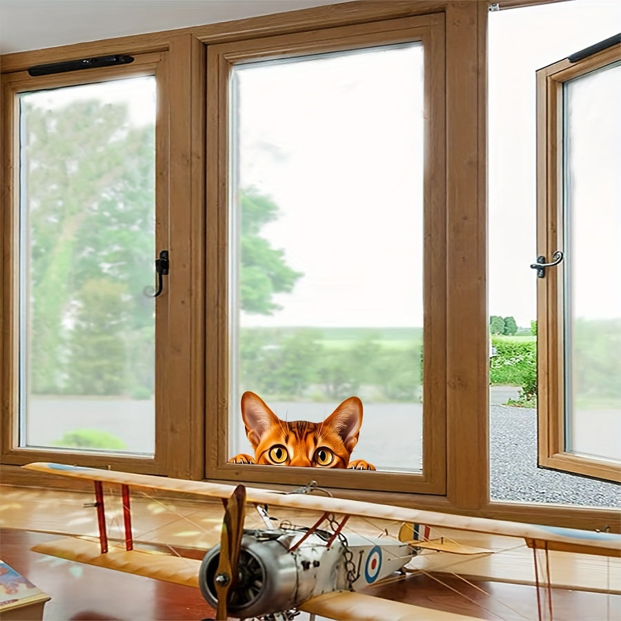 Cute Peeking Cat Window Sticker Removable Decor for Car, Door, Home
